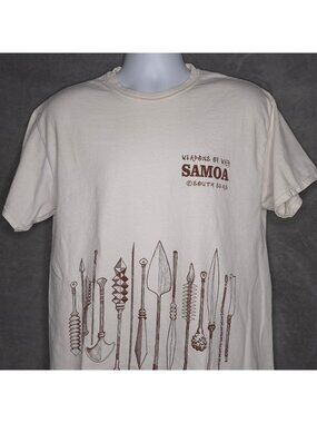 Weapons Of War Samoa T-Shirt Large Cream South Seas Tribal Design Short Sleeves